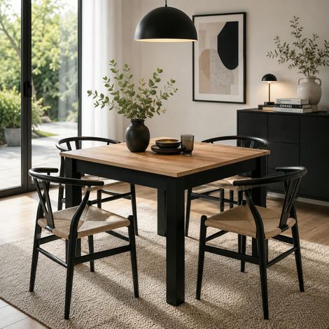 Table carrée extensible esprit bistrot 80-120 cm ALVA (1/5)