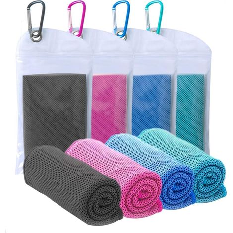Lot de serviettes rafraîchissantes (101,6 cm x 30,5 cm) en microfibre douce et respirante, idéales pour le sport, la course à pied, la salle de sport, l'entraînement, le camping, le fitness et le yoga (1/5)
