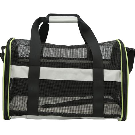 Sac de transport pour animaux 600D nylon gris clair, porte-chat chien pliable avec sangle d'épaule réglable (1/5)