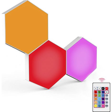 3pcs RGB Hexagonal LED Light Spots Applique murale avec télécommande