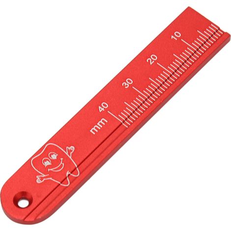 Règle endodontique en métal résistant aux hautes températures, pour la mesure des dents chez les dentistes (rouge). (1/5)
