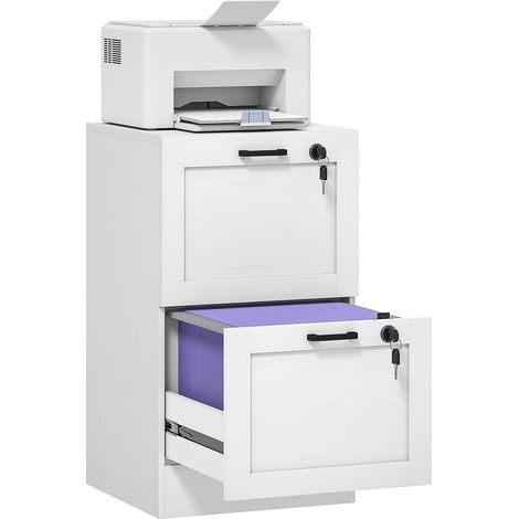 HOMCOM 2-Drawer File Cabinet, Lockable Filing Cabinet for A4 Letter, White