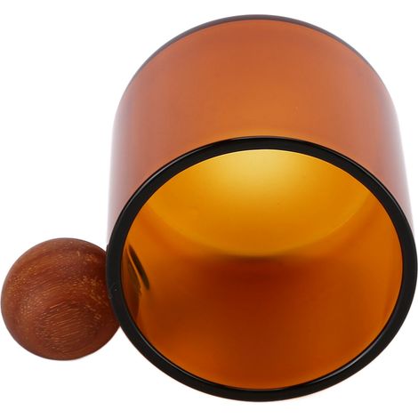 Verre à café 120 ml marron, tasse en verre coloré avec anse en bois, résistant à la chaleur, idéal pour le bureau, soufflé à la main. (1/5)