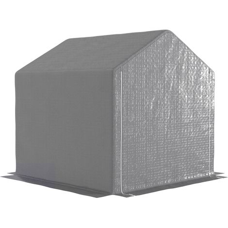 Casetta da giardino per moto e bici 200 x 200 x 200 cm impermeabile porta avvolgibile moderno esterno in polietilene grigio 210004756