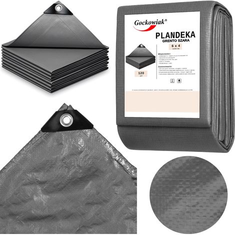Lona de lona 6x4m gris grante 120 g/m² (1/5)