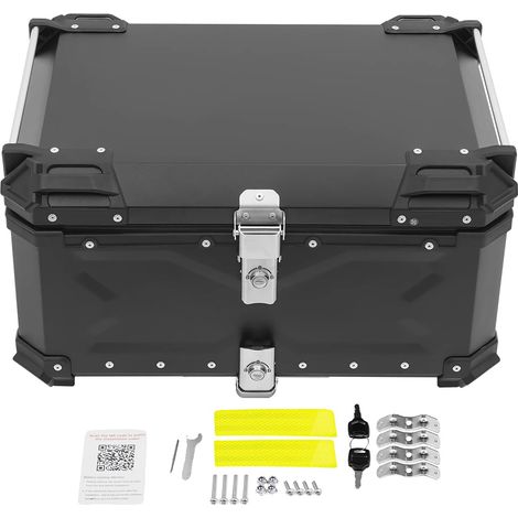 Coffre de rangement pour motos, design étanche, système de verrouillage sécurisé, noir (1/2)