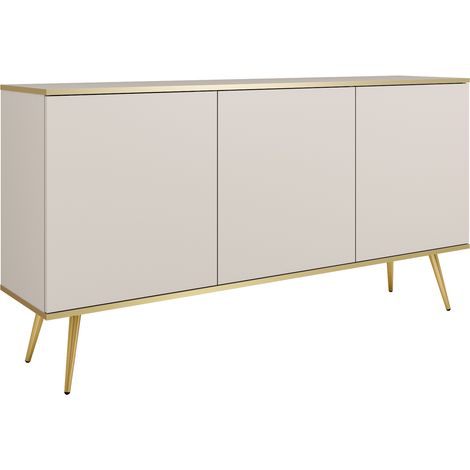 Commode Banff K160 - Beige - Jambes dorées - Largeur 160 cm, Hauteur 85 cm, Profondeur 39 cm (1/4)