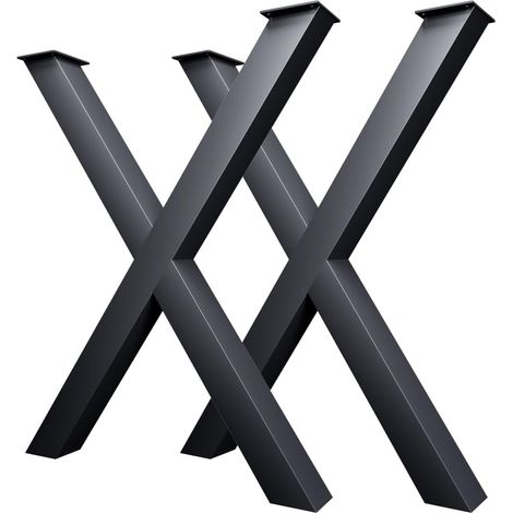 Pieds de table CM Furniture en métal anthracite (lot de 2), hauteur 40 cm, largeur 30 cm, piètement en acier en forme de X, montage facile (à faire soi-même), pour banc, table de salle à manger, table (1/5)