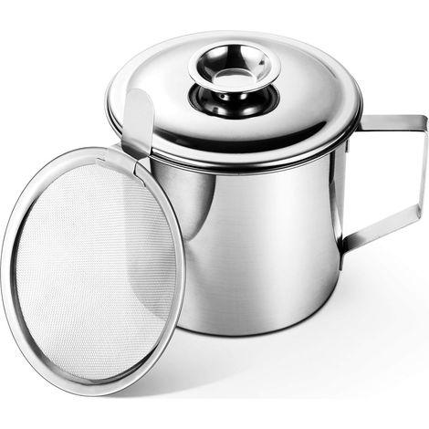 Récupérateur De Graisse - Filtre À Graisse En Acier Inoxydable 304 - Réservoir Pour Huile De Cuisson Et Dégraisssage De Poêle - 1,25 Quart (5 Tasses) (1/5)
