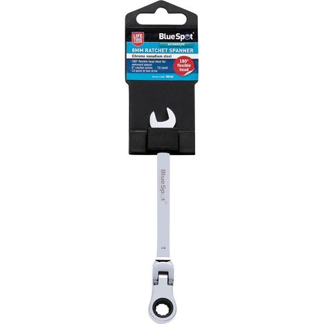 BlueSpot 8mm Chrome Vanadium Ratchet Spanner Flexible Head