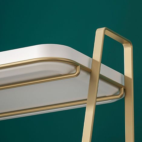 Zweistöckiges Geschirrregal, weißes Tablett, Ablage für trockene Speisen, Küchenorganizer für Schreibtisch und Küche, Metallregal mit Kunststofftablett (1/5)
