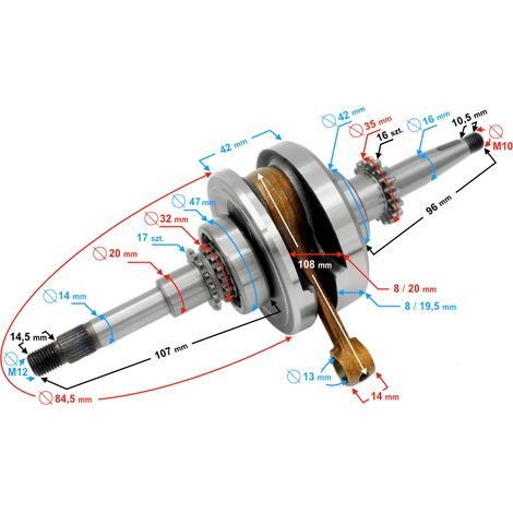 Vilebrequin pour scooter 4T 50cc