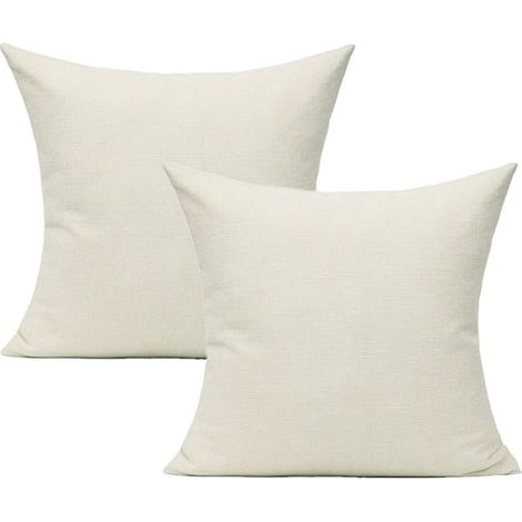 Housses de coussins crème pour mobilier de jardin, coussins beiges carrés unis en toile de jute blanc laiteux, 45 x 45 cm, décorations d'appoint, Sunbrella, pour canapé, fauteuil ou lit (lot de 2). (1/4)