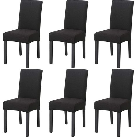Stretch Jacquard Knit Dining Chair Cover Set of 6 Removable Decorative Chair Covers for Dining, Banquet, Wedding Ceremony (Black) (1/5)