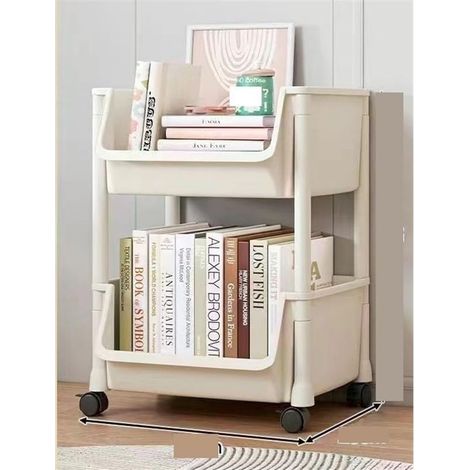 Table de chevet, chariot de rangement 2/3 niveaux, idéal pour ranger des livres et des magazines, peut également servir de petit bureau ou de présentoir à magazines, adapté pour les bibliothèques (bla