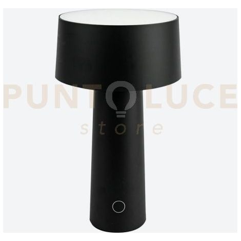 LAMPADA DA TAVOLO WIRELESS MUSH A BATTERIA NERA LED 3W 3000°K  200lm