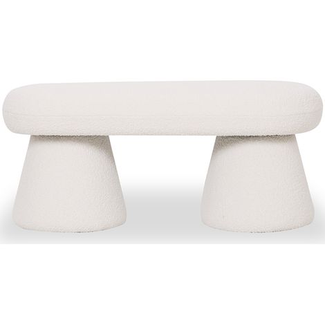 Panca Stile Moderno Rivestita In Tessuto Bouclé - Kurt Bianco (1/5)