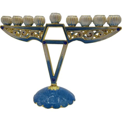 Menorah - Candélabre Hanoukka à 9 Branches - Alliage Métallique avec Émail Main - Pour Fête Religieuse et Décoration Intérieure - 1 Pièce (1/5)