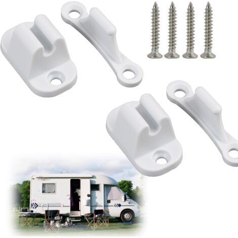 Juego de 2 topes de puerta de plástico resistente para autocaravanas y caravanas – Accesorios para caravanas con tornillos incluidos – Prácticos y duraderos para mantener las puertas abiertas, tope de (1/5)