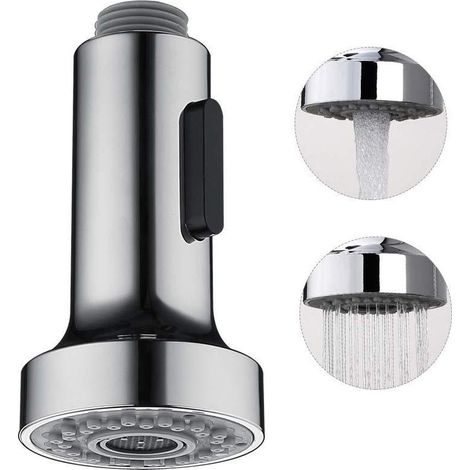 Douchette Pour Robinet Cuisine Douchette 2 Modes Tête Robinet Cuisine Douchette Remplacement Douchette Pour Rétractable Mitigeur Cuisine,Chromé,G1/2" (1/3)