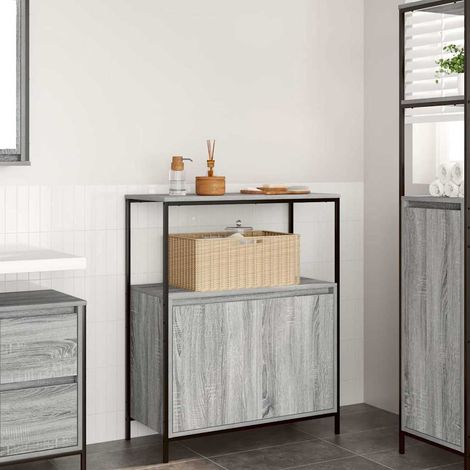 Badschrank mit Regalen Grau Sonoma 76,5x35x95 cm