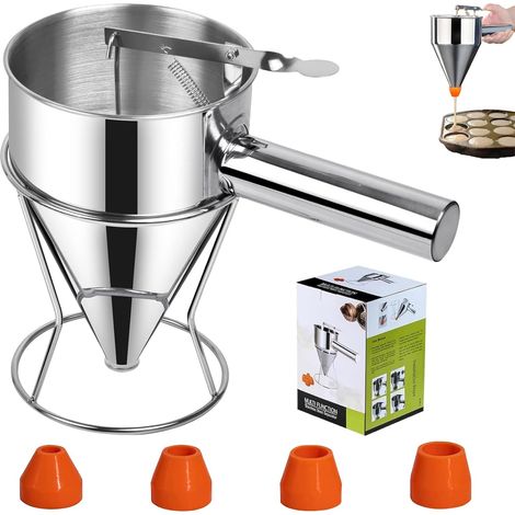 1 Distributeur De Pâte, Acier Inoxydable, 4 Buses Silicone, 1200 Ml, Cuisine Crêpes (1/5)