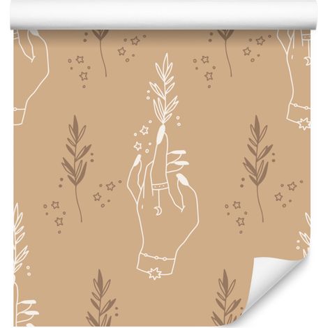 Carta da parati con motivo boho oro e crema per soggiorno e camera da letto 50x1000 cm (1/5)
