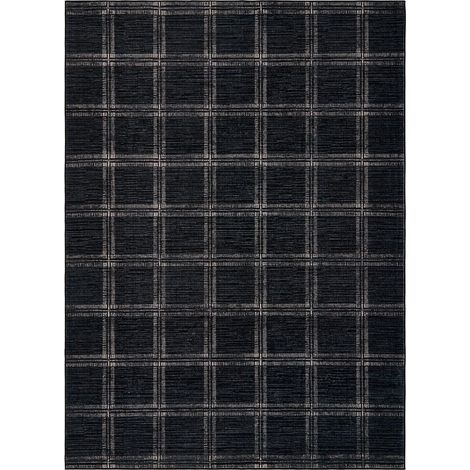 Tapis Géométrique Moderne Lavable, Poil Ras Noir 160x230cm (1/5)