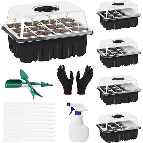 1 mini serre d'intérieur, plateau de germination à 12 trous pour semis, outils de plantation et de démarrage. (1/5)