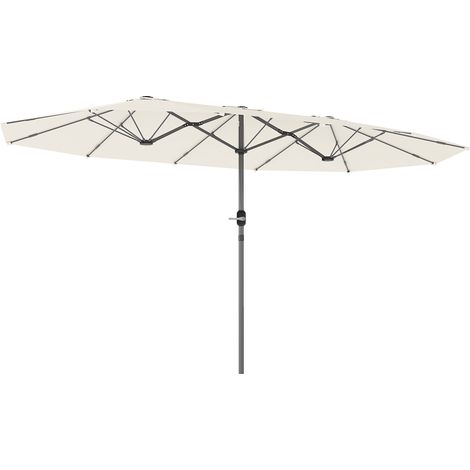 Doppelsonnenschirm 436 x 260 cm, UV Schutz Stahl Sonnenschirm mit Handkurbel, oval Beige