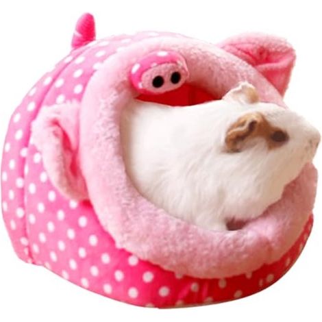 Maison pour cobaye – Taille L – Grotte de sommeil en peluche avec coussin amovible – Abri chaud pour cobaye, hérisson, rat et chinchilla – 23 x 21 x 15 cm (1/5)