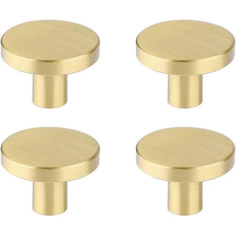 Set van 4 gouden keukenkastknoppen, massief messing knoppen voor lades, ronde minimalistische badkamerkastgrepen, moderne meubelbeslag, 10 (1/4)