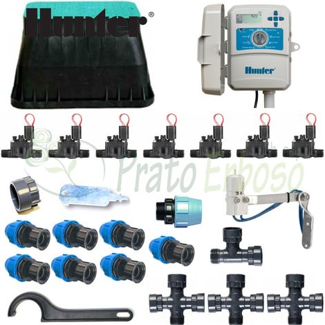 Kit irrigazione Hunter a 7 zone con programmatore da esterno X2