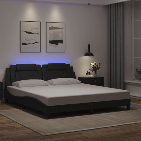 Cadre de lit Viana avec LED sans matelas noir 180x200 cm (1/5)