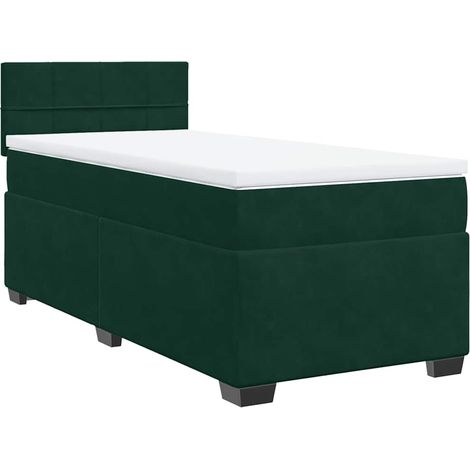 Maison Exclusive - Cama box spring con colchón terciopelo verde o