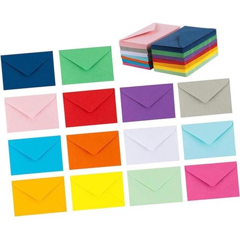 100 pièces Lot de Enveloppes Colorées Petite pour Cartes Bénédiction