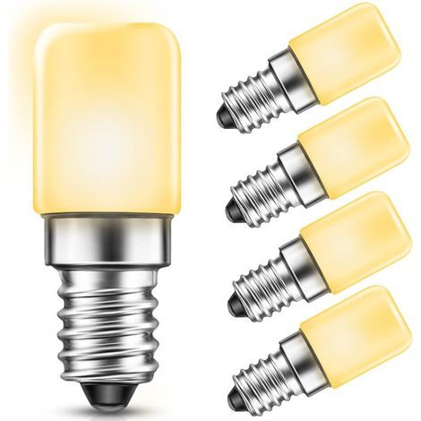 Ampoule Frigo, 1.5W Lampe E14 LED pour Refrigerateur, Équivalent 15W Incandescent, Blanc Chaud 2700K, 135LM, Non Dimmable, Petit Ampoule LED E14 pour Frigo, Hotte Cuisin, Lampe de Sel, Lot de 4 (1/5)
