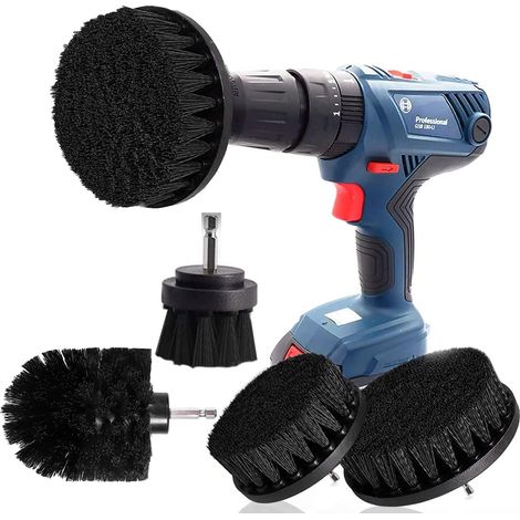 Ce kit comprend quatre têtes de brosse pour perceuse et des brosses de nettoyage, adaptées au nettoyage des douches de voiture, des carreaux, des jantes, des interstices de tapis et des meubles. (1/5)