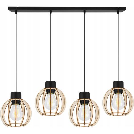 Hängelampe, Deckenleuchter, Holz, LED-Lampenschirm
