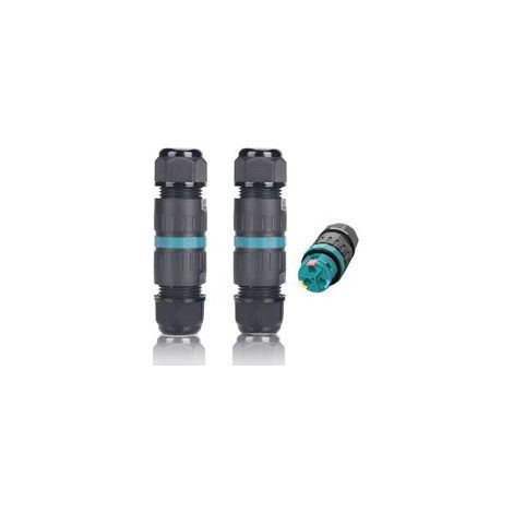 Lot de 2 connecteurs de câbles étanches IP68 Ø5mm-Ø9mm TÜV Manchon de raccordement électrique extérieur 3 broches pour jardin Fond à 2 voies (1/4)