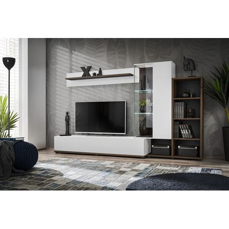 Ensemble meuble TV "Silk II" - Blanc - L 240 x H 145 x P 40 - Livraison gratuite (1/3)