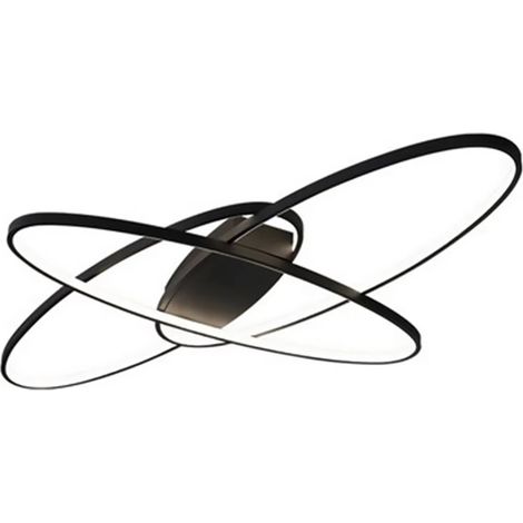 Plafonnier LED géométrique – Noir – 40W – Montage plat – 3 températures dimmable – Chambre/salon – Moderne (1/5)