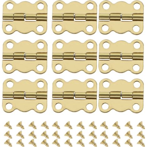 50pcs charnière papillon vintage charnières de boîte rétro avec 200pcs vis remplacement meubles armoire tiroir charnières de porte pour boîte en bois boîte à bijoux 16x13mm or (1/5)