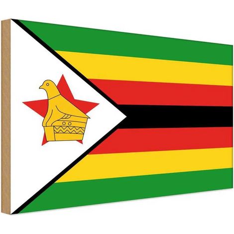 Panneau en bois 30x40 cm, blason du Zimbabwe (1/4)