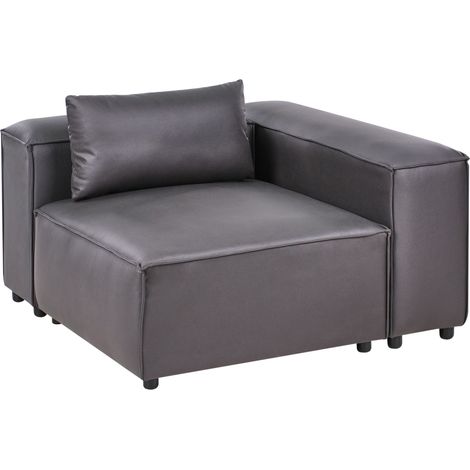 Corner Seat BRANDE Faux Leather Black Symmetrical (1/5)