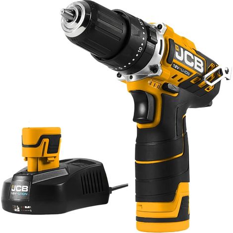 JCB Akku Schlagbohrschrauber 12V inkl. 2x2,0 Ah Li-Ion Akkus Ladegerät im Karton (1/4)