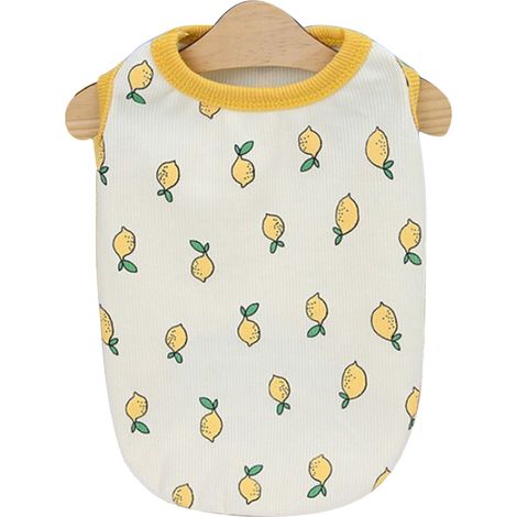 Gilet pour chien motif citron confortable joli vêtement en coton respirant tenue pour animaux de compagnie pour l'été Beige S (1/5)