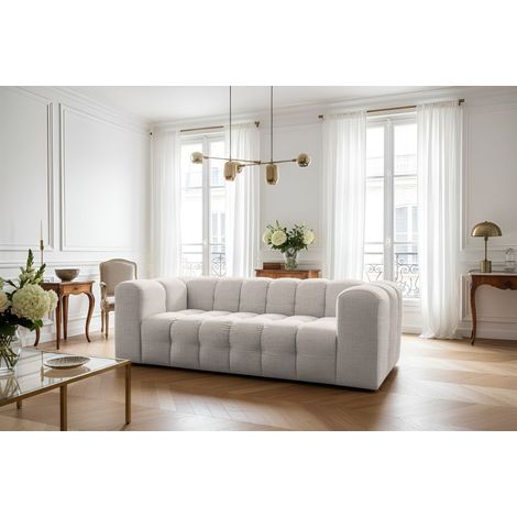 Sofa Designersofa SOLVIE 3-Sitzer in Stoff Moly Creme (1/4)