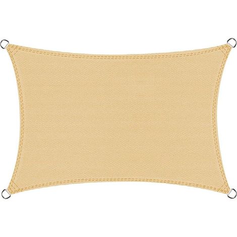Voile d'ombrage Rectangulaire 3x4m Toile d'ombrage 95% UV Protecteur pour Patio Jardin, Terrasse,Extérieur,Balcon, Couleur Sable