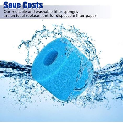 Filter sponge type S1, foam filter cartridge, foam for swimming pool filters, reusable and washable, foam filter for spa, swimming pool, whirlpool (8, blue)
